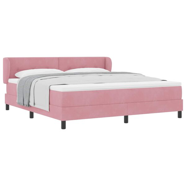 vidaXL Lit &agrave; ressorts avec matelas Rose 180 x 200 cm Velours