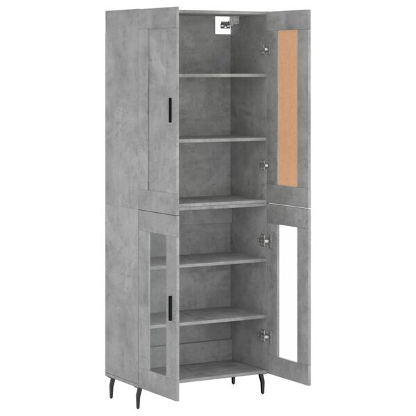 vidaXL Buffet haut Gris b&eacute;ton 69,5x34x180 cm Bois d'ing&eacute;nierie