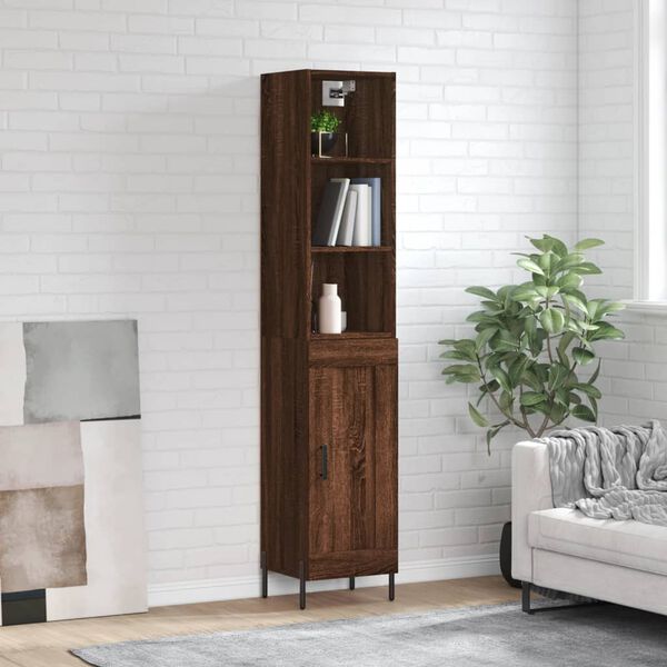 vidaXL Buffet haut Ch&ecirc;ne marron 34,5x34x180 cm Bois d'ing&eacute;nierie
