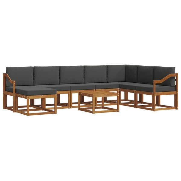 vidaXL Ensemble de canap&eacute;s d'ext&eacute;rieur 9 pcs Naturel et Anthracite