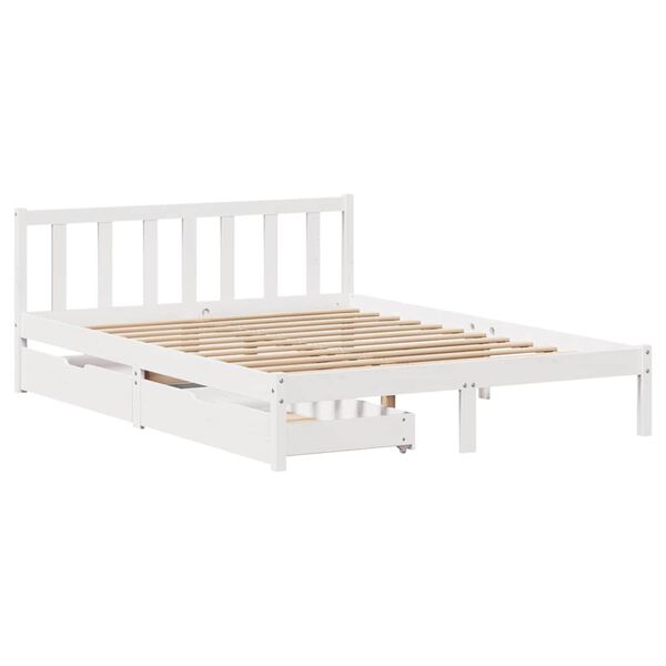 vidaXL Cadre de lit sans matelas blanc 135x190 cm bois de pin massif