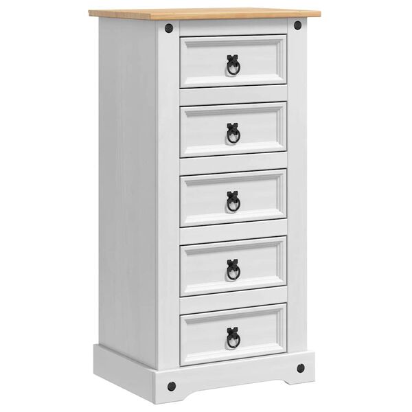 vidaXL Table de chevet avec tiroir Blanc 53 x 39 x 103 cm Pin massif