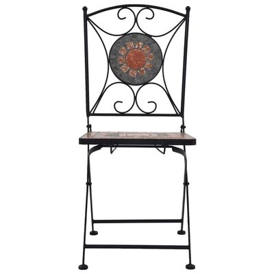 vidaXL Chaises de bistrot mosaïque lot de 2 Orange et gris