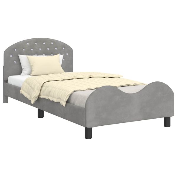 vidaXL Cadre de lit pour enfants avec t&ecirc;te de lit Gris clair Velours