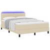 vidaXL Lit &agrave; ressorts avec matelas avec LED Cr&egrave;me 160 x 200 cm tissu