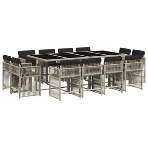 vidaXL Ensemble &agrave; manger de jardin et coussins 13 pcs gris clair rotin