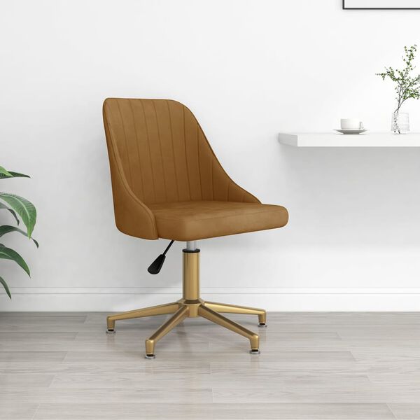 vidaXL Chaise pivotante de salle &agrave; manger Marron Velours