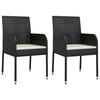 vidaXL Chaises de jardin lot de 2 avec coussins R&eacute;sine tress&eacute;e Noir