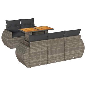 vidaXL Salon de jardin 6 pcs avec coussins gris r&eacute;sine tress&eacute;e