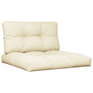 vidaXL Coussins de palette lot de 2 cr&egrave;me tissu