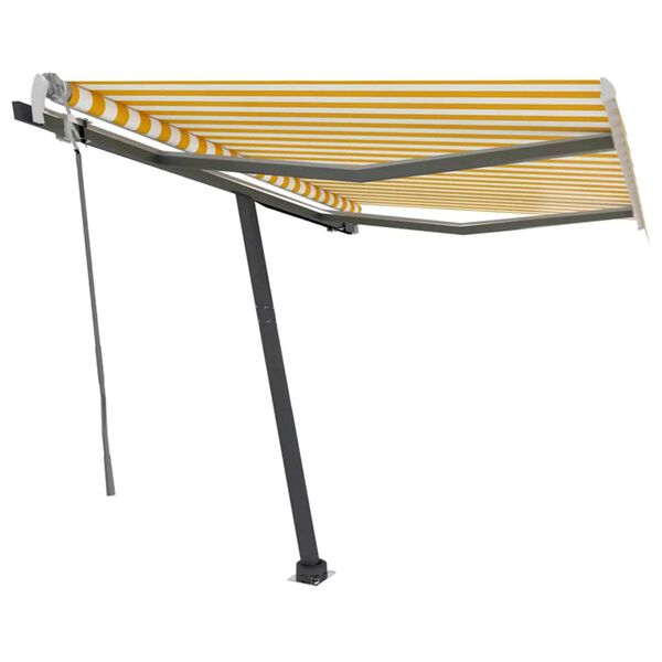 vidaXL Auvent manuel rétractable avec LED 300x250 cm Jaune et blanc