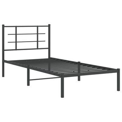 vidaXL Cadre de lit métal avec tête de lit noir 90x190 cm