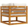 vidaXL Canap&eacute; d'angle sectionnel et coussin blanc cr&egrave;me Bois d'acacia