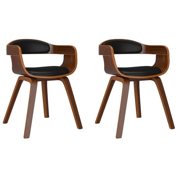vidaXL Chaises &agrave; manger lot de 2 noir bois courb&eacute; et similicuir