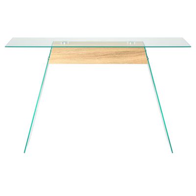 vidaXL Table Console MDF et verre 120 x 30 x 76 cm Couleur de chêne
