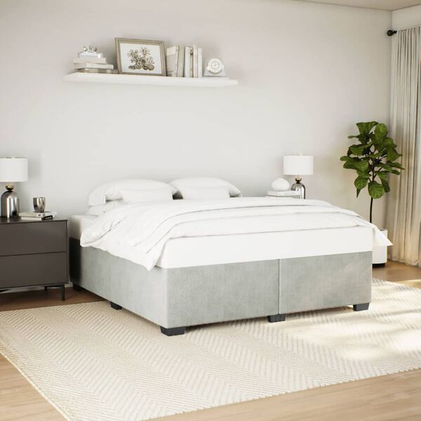 vidaXL Cadre de lit sans matelas gris clair 200x200 cm velours