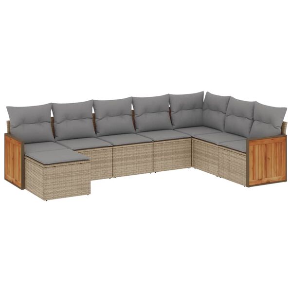 vidaXL Salon de jardin avec coussins 8 pcs beige r&eacute;sine tress&eacute;e