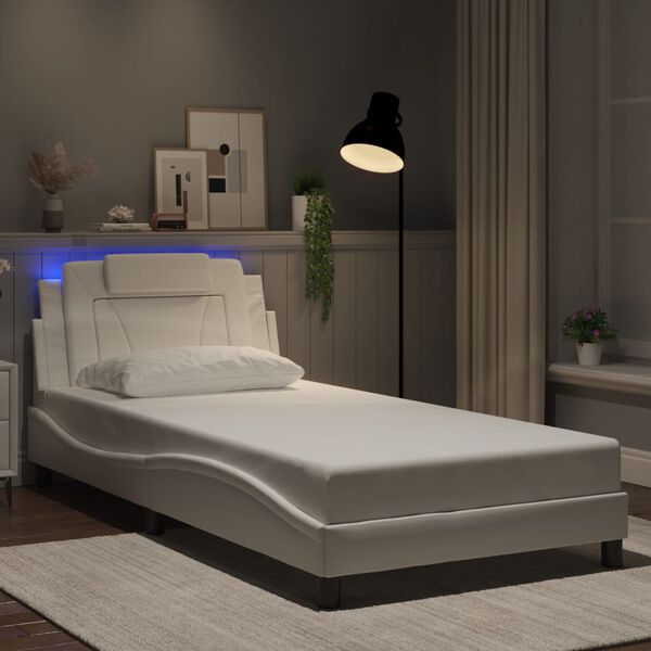vidaXL Cadre de lit Viana avec LED sans matelas blanc 100x200 cm