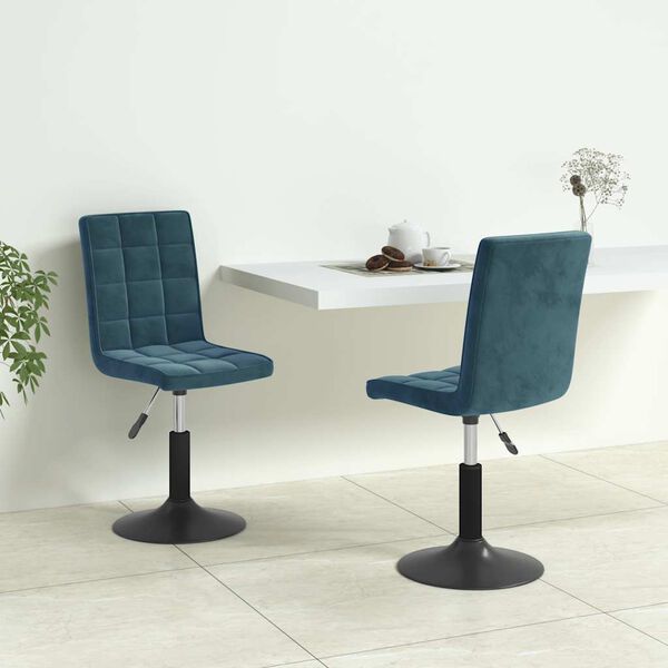 vidaXL Chaises pivotantes &agrave; manger lot de 2 bleu velours