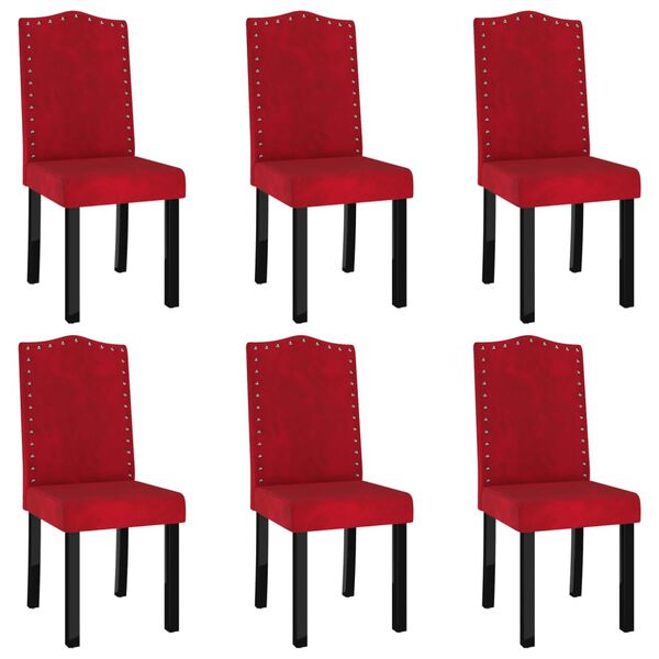 vidaXL Chaises &agrave; manger lot de 6 rouge bordeaux velours