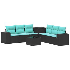 vidaXL Ensemble de Canap&eacute;s 8 pc Noir et Bleu