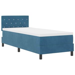 vidaXL Lit &agrave; ressort LED Bleu fonc&eacute; 80 x 200 cm Velours