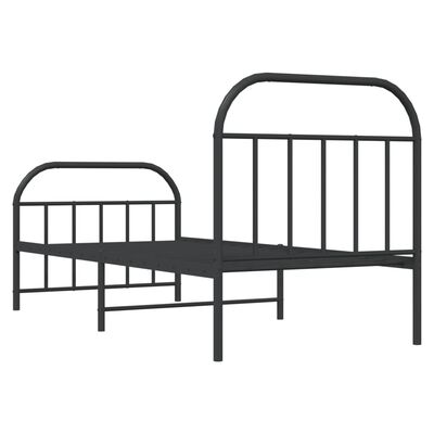 vidaXL Cadre de lit métal sans matelas avec pied de lit noir 90x200 cm