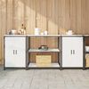vidaXL Ensemble de rangement cuisine 3 pcs Blanc Acier lamin&eacute; &agrave; froid