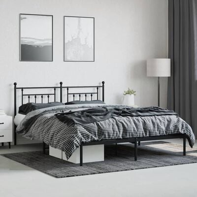 vidaXL Cadre de lit métal sans matelas avec tête de lit noir 183x213cm