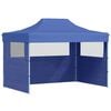 vidaXL Tente de r&eacute;ception pliable avec 3 parois 3x4 m Acier Bleu