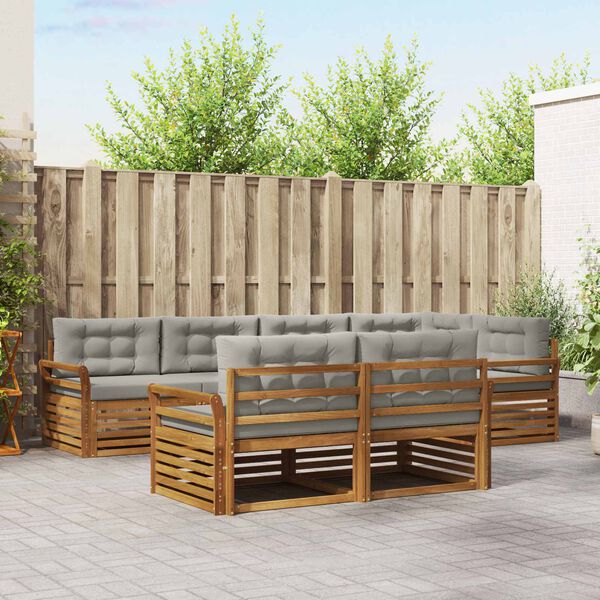 vidaXL Ensemble de canap&eacute;s d'ext&eacute;rieur 7 pcs Gris Naturel et Clair