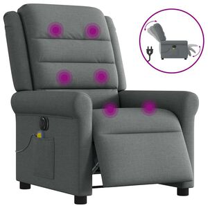 vidaXL Fauteuil inclinable de massage &eacute;lectrique gris fonc&eacute; tissu