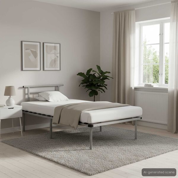 vidaXL Cadre de lit sans matelas gris m&eacute;tal 100x200 cm