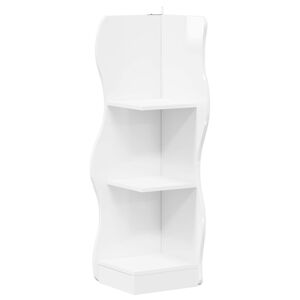 vidaXL &Eacute;tag&egrave;re d'angle Blanc brillant 34 x 33 x 102 cm