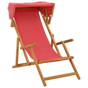 vidaXL Chaise Longue 3 Position Bois d'eucalyptus massif Rouge