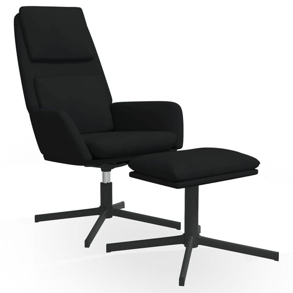 vidaXL Chaise de relaxation avec tabouret Noir Velours