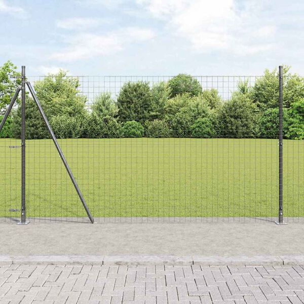 vidaXL Poteau de cl&ocirc;ture. 7 pcs Gris Acier