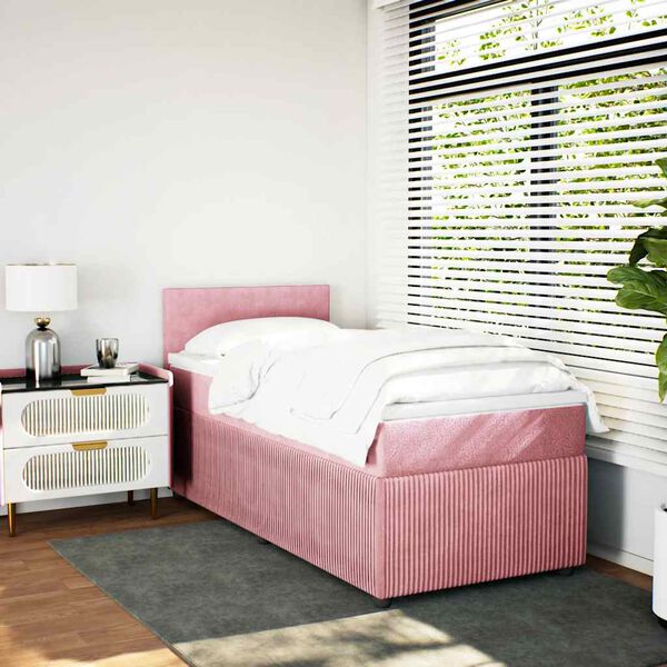 vidaXL Sommier &agrave; lattes de lit et matelas Rose 80x200 cm Velours