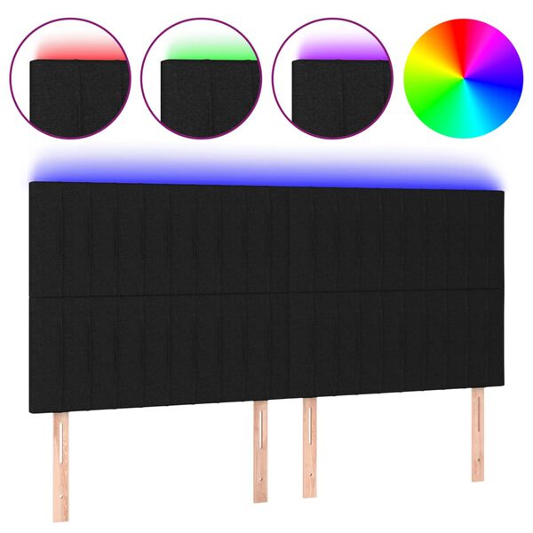 vidaXL T&ecirc;te de lit &agrave; LED Noir 160x5x118/128 cm Tissu