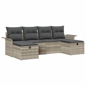 vidaXL Ensemble de canap&eacute; de jardin 6 pc Gris clair polyrotin