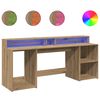 vidaXL Bureau avec lumi&egrave;res LED ch&ecirc;ne artisanal bois d'ing&eacute;nierie