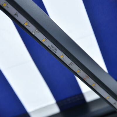 vidaXL Auvent avec capteur de vent et LED 600x300 cm Bleu et blanc
