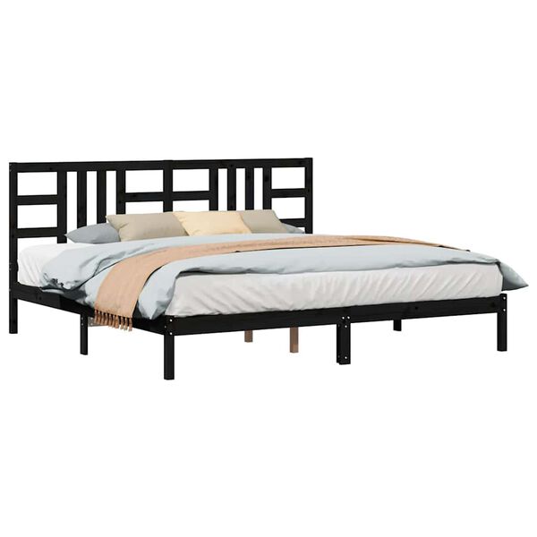 vidaXL Cadre de lit sans matelas noir 200x200 cm bois massif