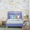 vidaXL Cadre de lit pour enfants avec t&ecirc;te de lit Bleu denim tissu