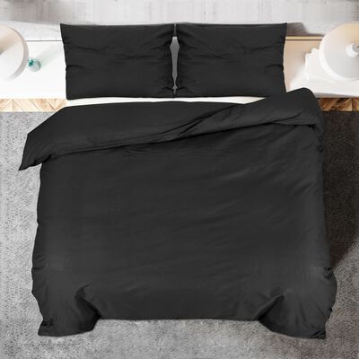 vidaXL Ensemble de housse de couette Noir 200x200 cm Coton