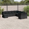 vidaXL Salon de jardin 11 pcs avec coussins noir r&eacute;sine tress&eacute;e
