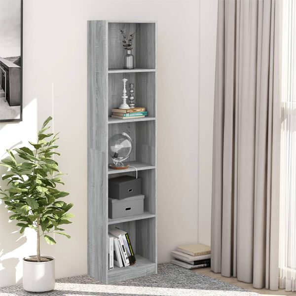 vidaXL Biblioth&egrave;que 5 niveaux Sonoma gris 40x24x175 cm