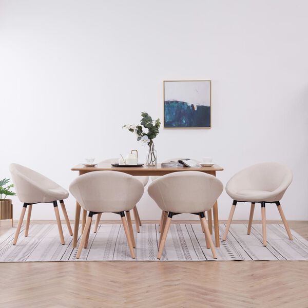 vidaXL Chaises &agrave; manger lot de 6 cr&egrave;me tissu