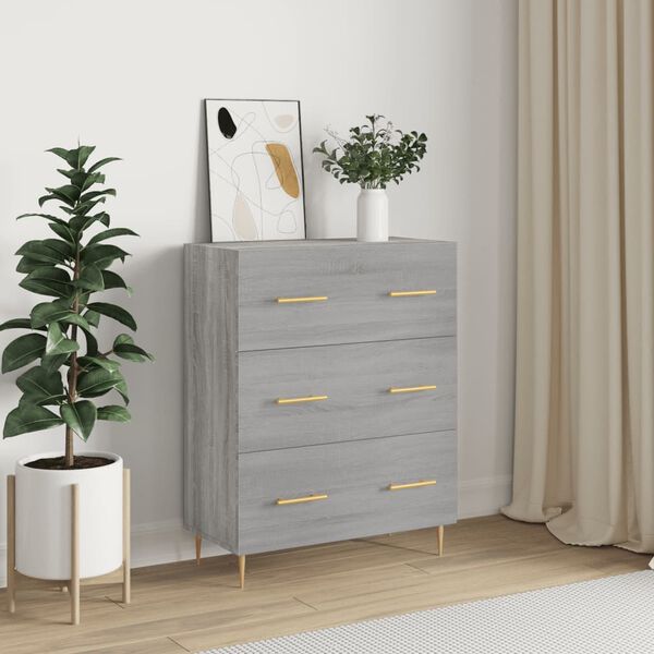 vidaXL Buffet sonoma gris 69,5x34x90 cm bois d'ing&eacute;nierie