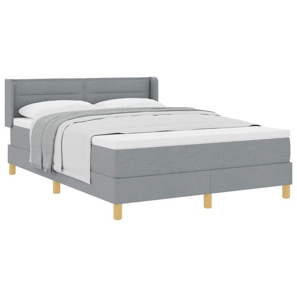 vidaXL Lit &agrave; Ressorts avec matelas Gris clair 140 x 190 cm tissu
